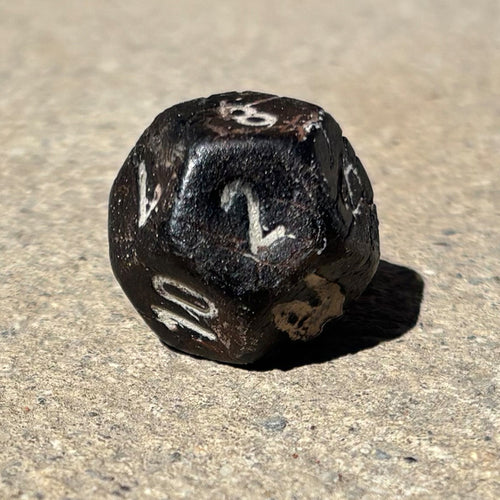 Single carved solid T-Rex fossil D12 die